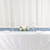 RUN_01_08614"x108" Dusty Blue Grandiose 3D Rosette Satin Table Runner