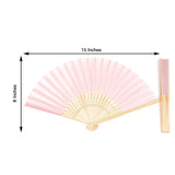 5 Pack Blush Asian Silk Folding Fans Party Favors, Oriental Folding Fan Favors