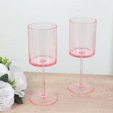 6 Pack Transparent Blush Plastic Reusable Cocktail Glasses With Long Stem