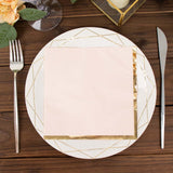 50 Pack | 2 Ply Soft Blush With Gold Foil Edge Dinner Paper Napkins