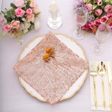 Blush Rose Gold Geometric Diamond Glitz Sequin Cloth Napkins, Decorative