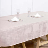 60"x126" Blush Rectangular Tablecloth, Linen Table Cloth With Slubby Textured, Wrinkle Resistant