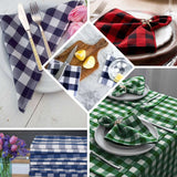 5 Pack | Blue/White Buffalo Plaid Cloth Dinner Napkins, Gingham Style | 15x15Inch