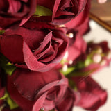 3 Pack | 13inch Burgundy Real Touch Silk Rose Bud Flower Bridal Bouquets