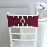 5 pack | 5"x14" Burgundy Spandex Stretch Chair Sash with Silver Diamond Ring Slide Buckle