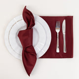 5 Pack Lamour Satin 20"x20" Napkins Burgundy - Soft Matte Finish Dinner Napkins