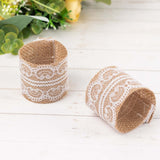 Rustic Boho Chic Burlap and Lace Napkin Rings, Farmhouse Style Jute Serviette Buckles Holder