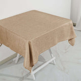 54"x54" Natural Faux Burlap Square Tablecloth, Boho Chic Jute Table Linen