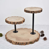 3-Tier Natural Wood Slice Cheese Board Cupcake Stand, Rustic Centerpiece - Assembly Tools Included