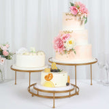 23inch 3-Tier Gold Metal Cake Stand With Clear Round Acrylic Plates