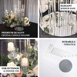 33inch Clear 7 Arm Crystal Cluster Round Taper Candelabra, Candle Holder Pillar Candles Mirror Base