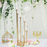 42inches Gold 8 Arm Cluster Taper Candle Holder With Clear Glass Shades, Large Candle Arrangement