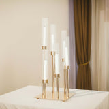 24inch Gold 6 Arm Cluster Taper Candle Holder With Clear Glass Shades Large Candle Arrangement