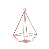 Rose Gold Pyramid Shaped Tealight Candle Holders, Open Frame Metal Geometric Flower Stand#whtbkgd