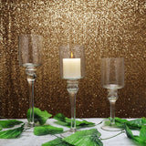 Set of 3 | Clear Long Stem Cylinder Glass Vase Candle Holders