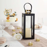 14inch Black & Gold Top Stainless Steel Candle Lantern Centerpiece Outdoor Metal Patio Lantern