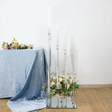 4.5ft Crystal 12-Arm Cluster Glass Taper / Pillar Square Candle Stand, Hurricane Candle