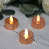 12 Pack | Metallic Flameless Candles LED | Tea Light Candles - Blush/ Rose Gold | Tablecloths Factory