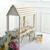 25inch Mini Natural Wooden Candy Cart Cupcake Stand, Tabletop Dessert Display Sweet Stall