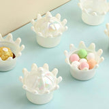 White Fillable Mini Crown Party Favor Gift Boxes, Candy Treat Containers with Iridescent Dome Lids