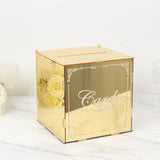 10inch Gold Mirror Acrylic Wedding Card Box with Slot - Wishing Well Money Box for Reception