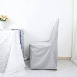 10 Pack Silver Polyester Banquet Chair Covers, Reusable Stain Resistant Slip On Chair Covers