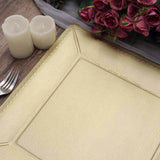 10 Pack | 13inch Champagne Textured Disposable Square Charger Plates