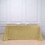 90 inch x 156 inch Champagne Premium Sequin Rectangle Tablecloth