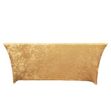 6ft Champagne Crushed Velvet Spandex Fitted Rectangular Table Cover#whtbkgd