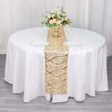 12x108inch Champagne Wave Mesh Table Runner With Embroidered Sequins