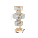 Elegant gold and crystal floor lamp with three tiers, measuring 40x12 inches.