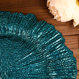 6 Pack | 13inch Peacock Teal Round Reef Acrylic Plastic Charger Plates, Dinner Charger Plates