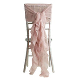 1 Set Dusty Rose Chiffon Hoods With Ruffles Willow Chiffon Chair Sashes