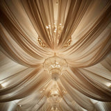 Premium Natural Chiffon Curtain Panel, Backdrop Ceiling Drapery With Rod Pocket