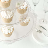 Set of 3 | Clear Plastic Round Pedestal Cake Stands, Stackable Cupcake Dessert Display Holders