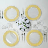 6 Pack Clear Acrylic Charger Plates With Wheat Pattern Gold Rim