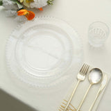 10 Pack | 10inch Clear Beaded Rim Disposable Dinner Plates