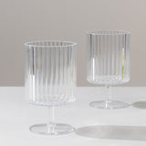 12-Pack Plastic Goblets Clear Vintage Ribbed Pattern Short Stem