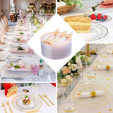 10 Pack | 8inch Très Chic Gold Rim Clear Disposable Salad Plates, Plastic Dessert Appetizer Plates