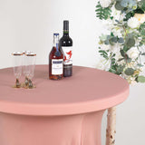 Dusty Rose Round Heavy Duty Spandex Cocktail Table Cover With Natural Wavy Drapes