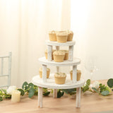 Set of 3 Whitewash Wooden Pedestal Cupcake Stands with Removable Legs, Stackable Round