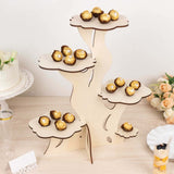 5-Tier Natural Laser Cut Wooden Tree Tower Cupcake Dessert Stand