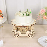 12inch Natural Wooden Carriage Cupcake Holder with Round Display Plate, Laser Cut Wedding Cake Stand