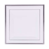 10 Pack - 7inch Silver Trim White Square Plastic Salad Dessert Plates#whtbkgd