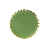 50 Pack Dusty Sage Green Mini Dessert Plates with Gold Scalloped Rim, Disposable Round#whtbkgd