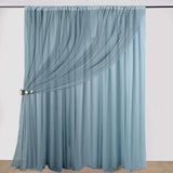 10ft Dusty Blue Dual Layered Sheer Chiffon Polyester Backdrop Curtain With Rod Pockets
