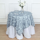 54" Dusty Blue 3D Leaf Petal Taffeta Fabric Square Table Overlay