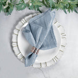 5 Pack | Dusty Blue Accordion Crinkle Taffeta Dinner Napkins | 20x20Inch