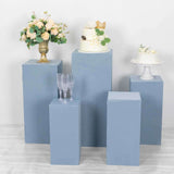 Set of 5 Dusty Blue Rectangular Stretch Fitted Pedestal Pillar Prop Covers