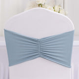 5 Pack Dusty Blue Wide Ruffled Fitted Spandex Chair Sash Band